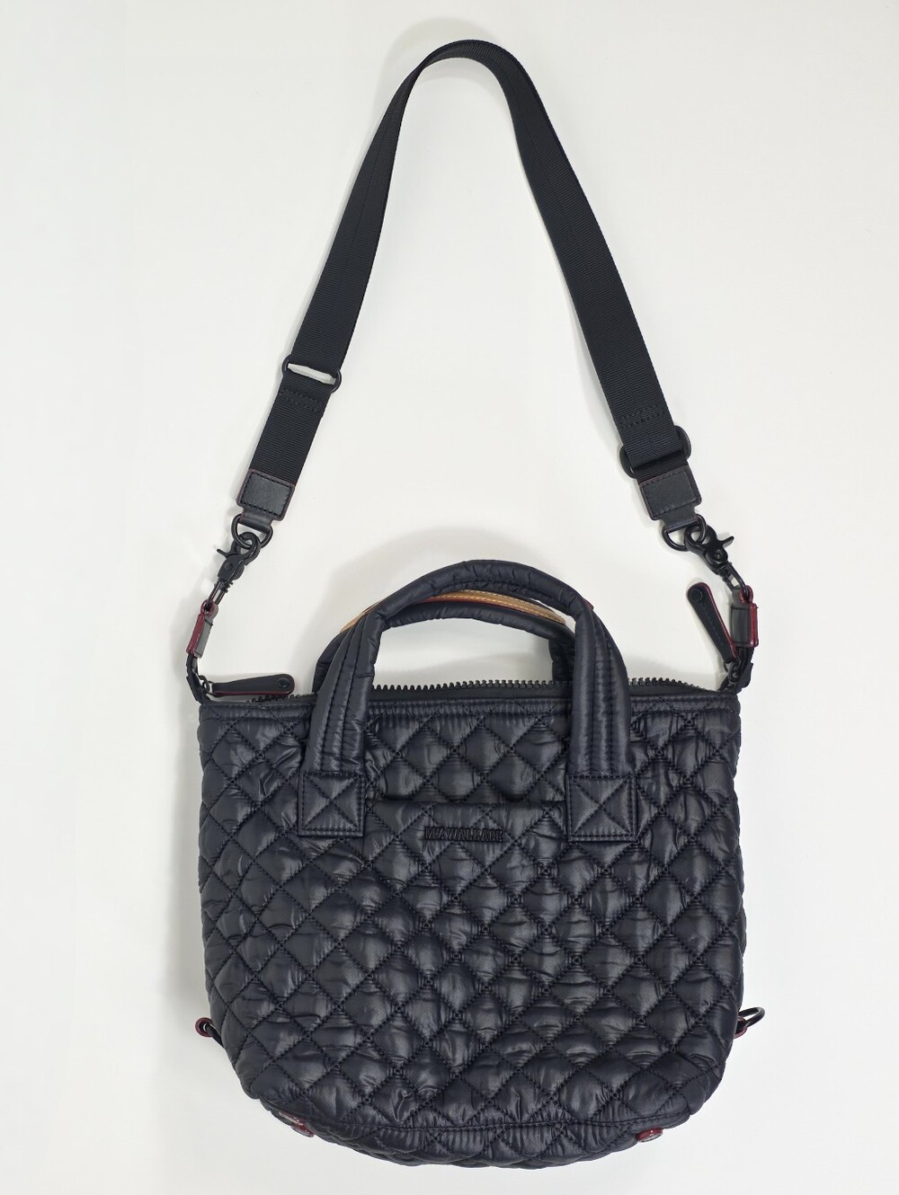 MZ Wallace Small Sutton Deluxe II Black Quilted Satchel Crossbody Bag Purse